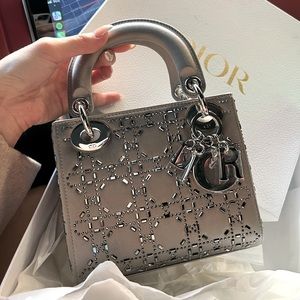 DIOR Satin Crystal Embellished Mini Lady Dior